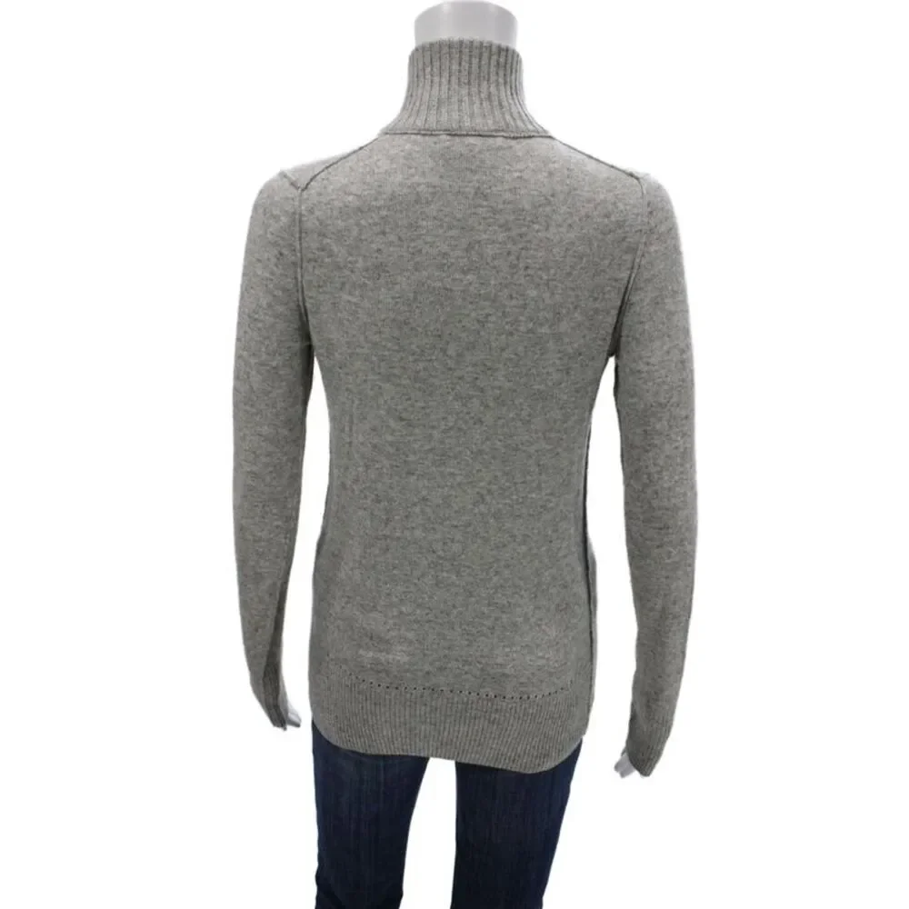 Tory Burch Womens Pullover Mock Neck Gray Long Sleeve Size XS